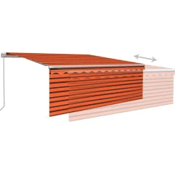 Manuaalisesti kelattava markiisi 2 verho/LED 3x2,5 m keltainen/valkoinen