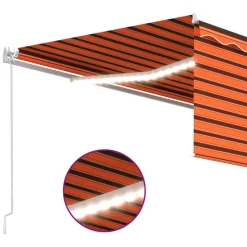 Manuaalisesti kelattava markiisi 2 verho/LED 3x2,5 m keltainen/valkoinen