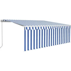 Manuaalisesti kelattava markiisi 2 verho/LED 3x2,5 m keltainen/valkoinen