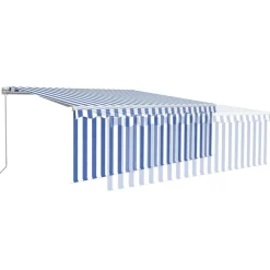 Manuaalisesti kelattava markiisi 2 verho/LED 3x2,5 m keltainen/valkoinen