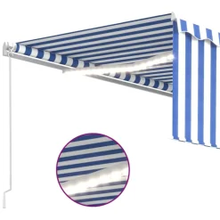Manuaalisesti kelattava markiisi 2 verho/LED 3x2,5 m keltainen/valkoinen