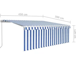 Manuaalisesti kelattava markiisi 2 verho/LED 3x2,5 m keltainen/valkoinen