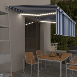 Manuaalisesti kelattava markiisi 2 verho/LED 3x2,5 m keltainen/valkoinen