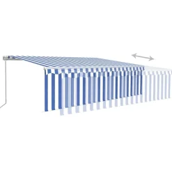 Manuaalisesti kelattava markiisi 2 verho/LED 3x2,5 m keltainen/valkoinen