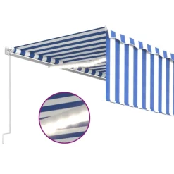 Manuaalisesti kelattava markiisi 2 verho/LED 3x2,5 m keltainen/valkoinen