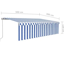 Manuaalisesti kelattava markiisi 2 verho/LED 3x2,5 m keltainen/valkoinen