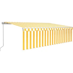 Manuaalisesti kelattava markiisi 2 verho/LED 3x2,5 m keltainen/valkoinen