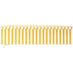 Manuaalisesti kelattava markiisi 2 verho/LED 3x2,5 m keltainen/valkoinen