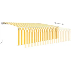 Manuaalisesti kelattava markiisi 2 verho/LED 3x2,5 m keltainen/valkoinen