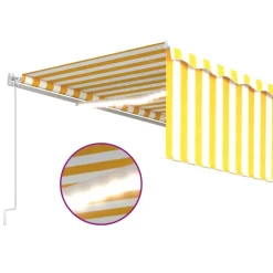 Manuaalisesti kelattava markiisi 2 verho/LED 3x2,5 m keltainen/valkoinen
