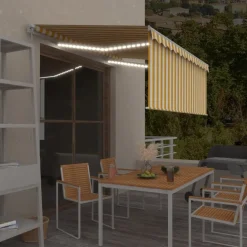 Manuaalisesti kelattava markiisi 2 verho/LED 3x2,5 m keltainen/valkoinen