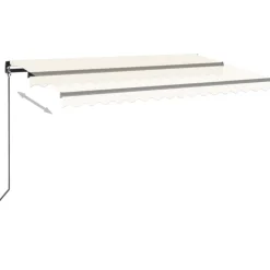 Manuaalisesti sisäänkelattava markiisi LEDillä 350x250 cm kermanvalkoinen