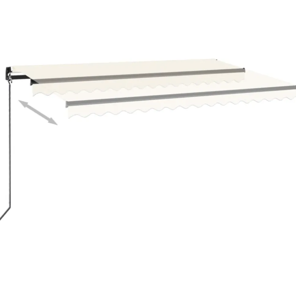 Manuaalisesti sisäänkelattava markiisi LEDillä 350x250 cm kermanvalkoinen