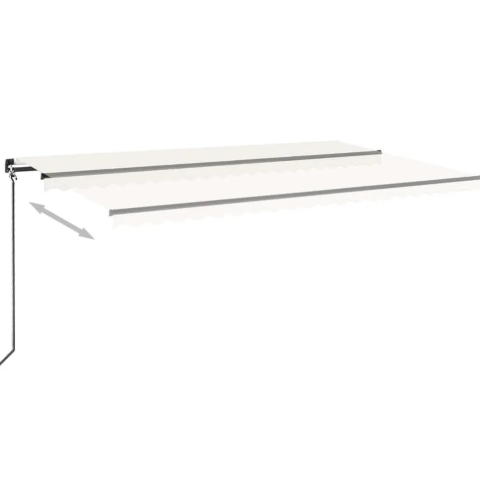 Manuaalisesti sisäänkelattava markiisi LEDillä 350x250 cm kermanvalkoinen