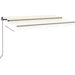 Manuaalisesti sisäänkelattava markiisi LEDillä 350x250 cm kermanvalkoinen