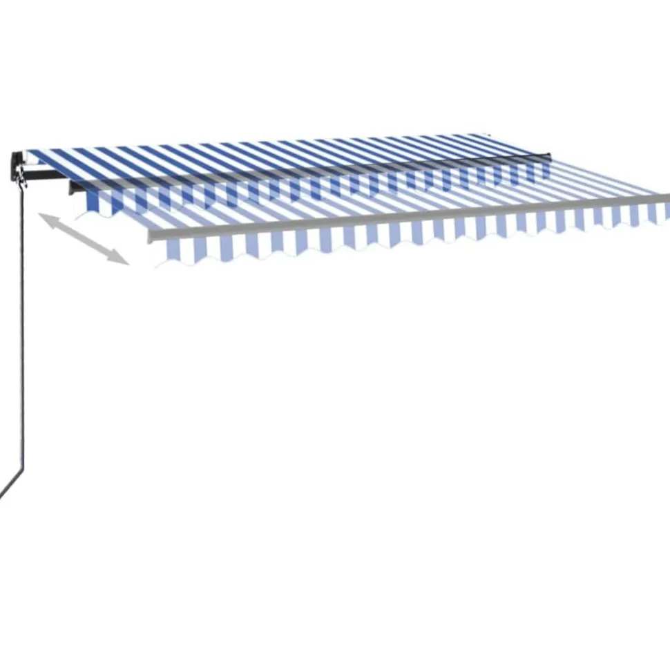Manuaalisesti sisäänkelattava markiisi LEDillä 350x250 cm kermanvalkoinen
