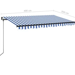 Manuaalisesti sisäänkelattava markiisi LEDillä 350x250 cm kermanvalkoinen