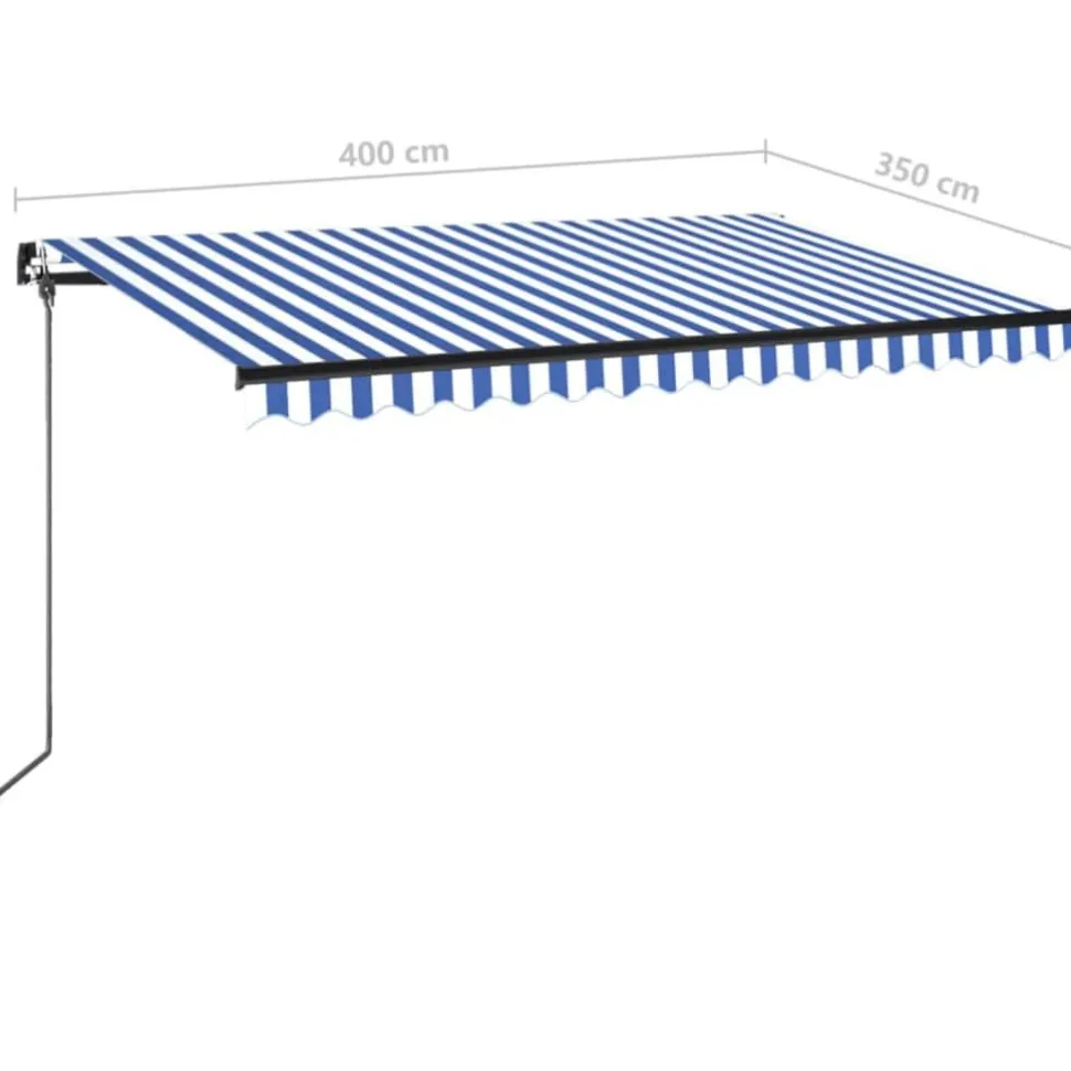 Manuaalisesti sisäänkelattava markiisi LEDillä 350x250 cm kermanvalkoinen