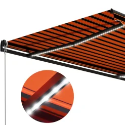 Manuaalisesti sisäänkelattava markiisi LEDillä 350x250 cm kermanvalkoinen