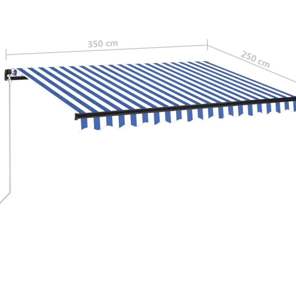 Manuaalisesti sisäänkelattava markiisi LEDillä 350x250 cm kermanvalkoinen