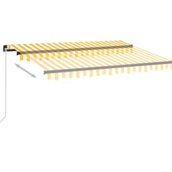 Manuaalisesti sisäänkelattava markiisi LEDillä 350x250 cm kermanvalkoinen