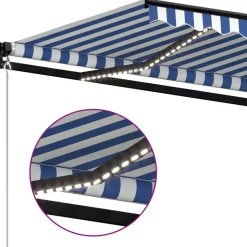 Manuaalisesti sisäänkelattava markiisi LEDillä 350x250 cm kermanvalkoinen