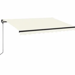 Manuaalisesti sisäänkelattava markiisi LEDillä 350x250 cm kermanvalkoinen