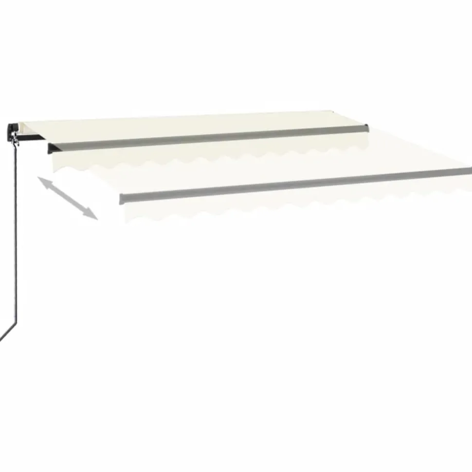 Manuaalisesti sisäänkelattava markiisi LEDillä 350x250 cm kermanvalkoinen