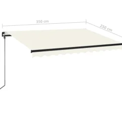 Manuaalisesti sisäänkelattava markiisi LEDillä 350x250 cm kermanvalkoinen