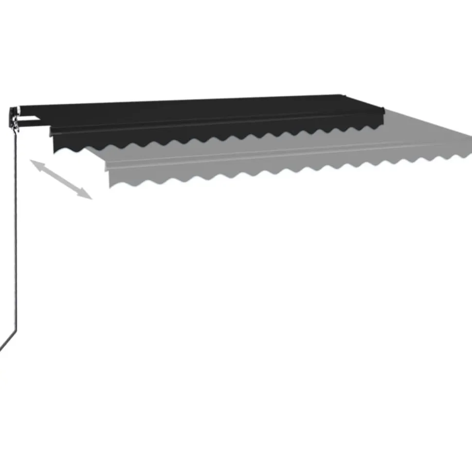 Manuaalisesti sisäänkelattava markiisi LEDillä 350x250 cm kermanvalkoinen