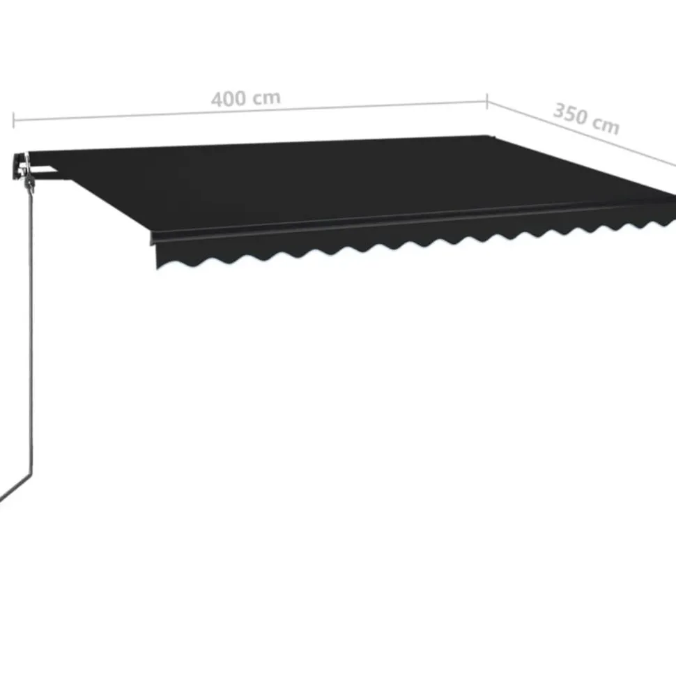 Manuaalisesti sisäänkelattava markiisi LEDillä 350x250 cm kermanvalkoinen