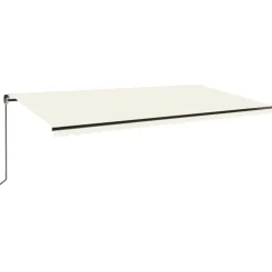 Manuaalisesti sisäänkelattava markiisi LEDillä 350x250 cm kermanvalkoinen