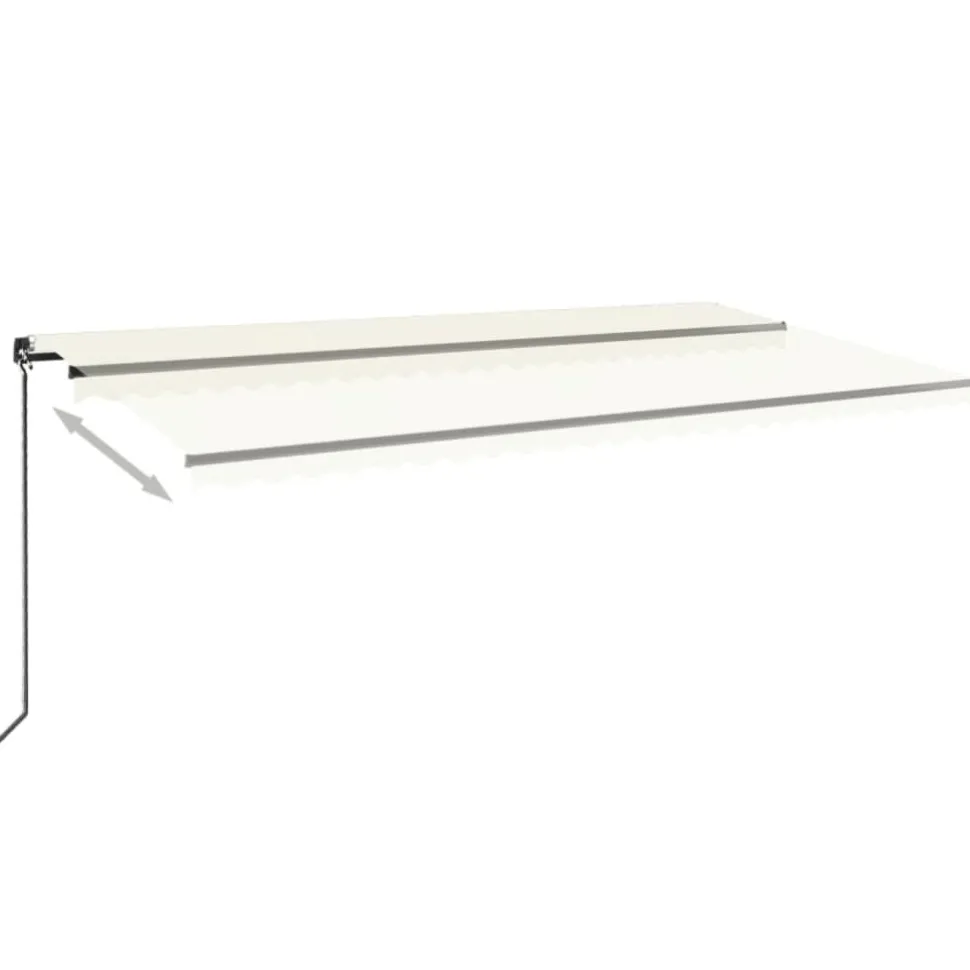 Manuaalisesti sisäänkelattava markiisi LEDillä 350x250 cm kermanvalkoinen