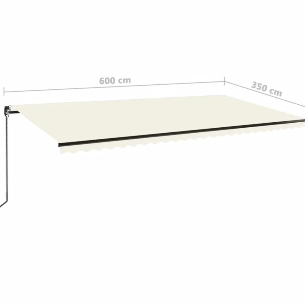 Manuaalisesti sisäänkelattava markiisi LEDillä 350x250 cm kermanvalkoinen