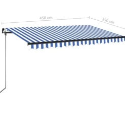 Manuaalisesti sisäänkelattava markiisi 1 300x250 cm sininen/valkoinen