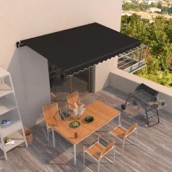 Manuaalisesti sisäänkelattava markiisi 1 300x250 cm sininen/valkoinen