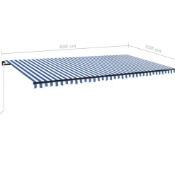 Manuaalisesti sisäänkelattava markiisi 1 300x250 cm sininen/valkoinen