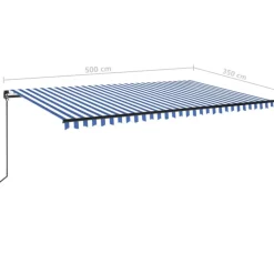 Manuaalisesti sisäänkelattava markiisi 1 300x250 cm sininen/valkoinen