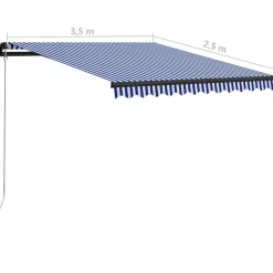 Manuaalisesti sisäänkelattava markiisi 1 300x250 cm sininen/valkoinen