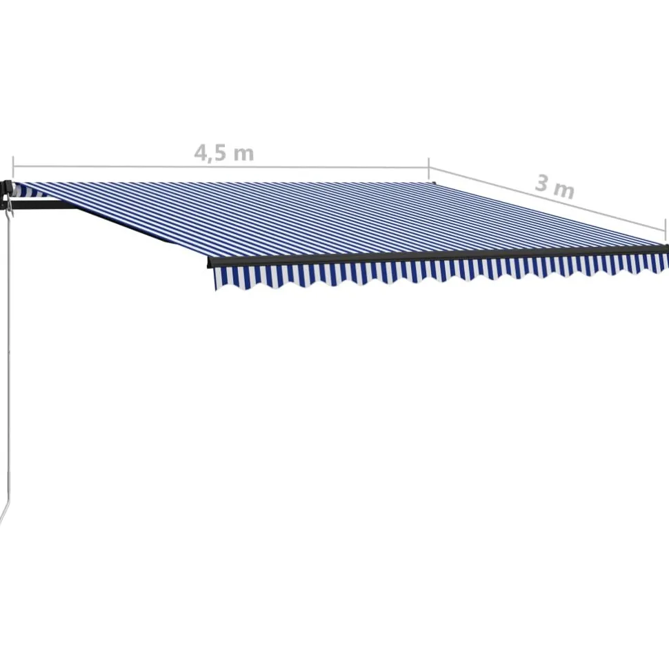 Manuaalisesti sisäänkelattava markiisi 1 300x250 cm sininen/valkoinen