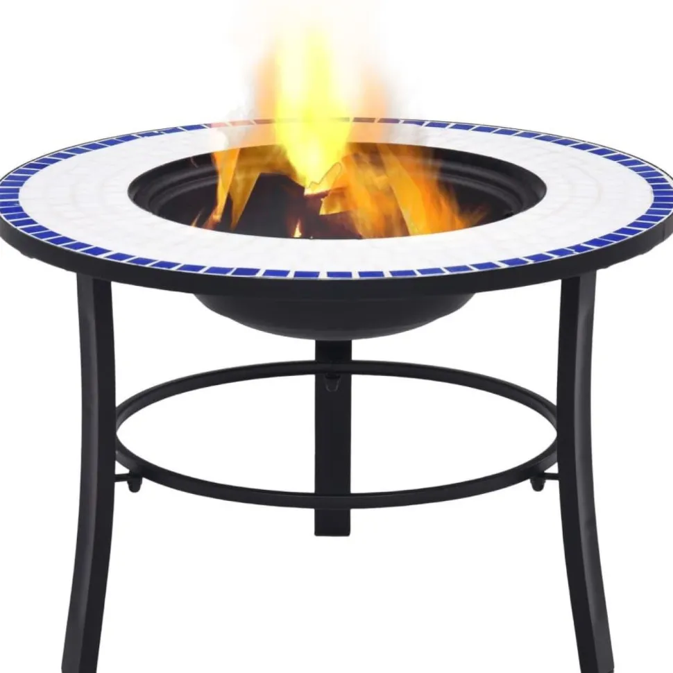 Mosaiikkitulisija 68cm, keramiikka, sininen/valkoinen
