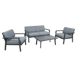 Oleskeluryhmä Home4You Delgado, sohva, pöytä, ja 2 tuolia, harmaa