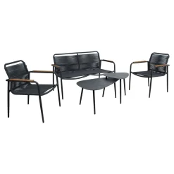 Oleskeluryhmä Home4You Nebo, penkki, 2 pöytää, ja 2 tuolia, harmaa