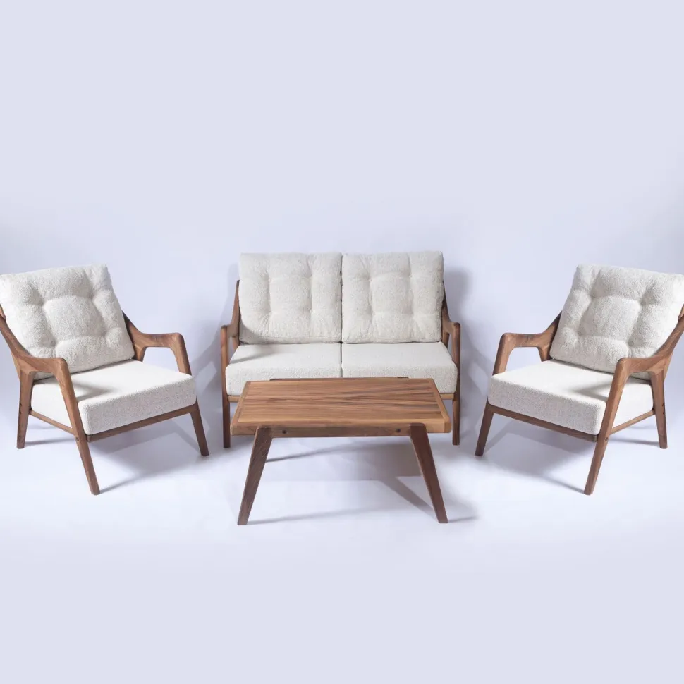 Oleskeluryhmä Linento Garden Walnut, 4-istuttava, kerma