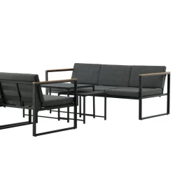 Oleskeluryhmä Venture Home Dakar, 3-istuttava sohva + 2 lepotuolia + sarjapöytä, harmaa/musta
