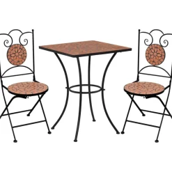 3-osainen mosaiikkibistrosarja 89x60x60 cm keraamiset laatat terrakotta