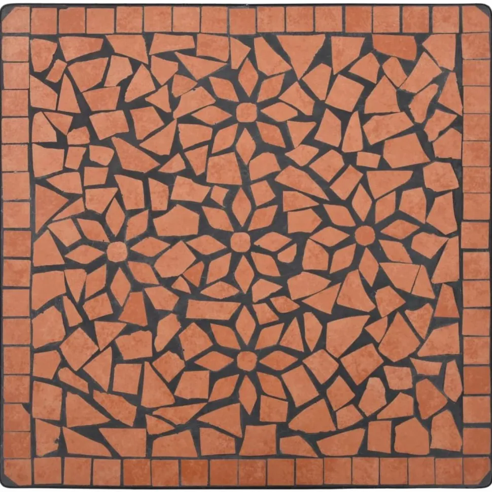 3-osainen mosaiikkibistrosarja 89x60x60 cm keraamiset laatat terrakotta