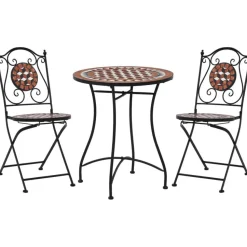 3-osainen mosaiikkibistrosarja 87x60x60 cm keraamiset laatat terrakotta