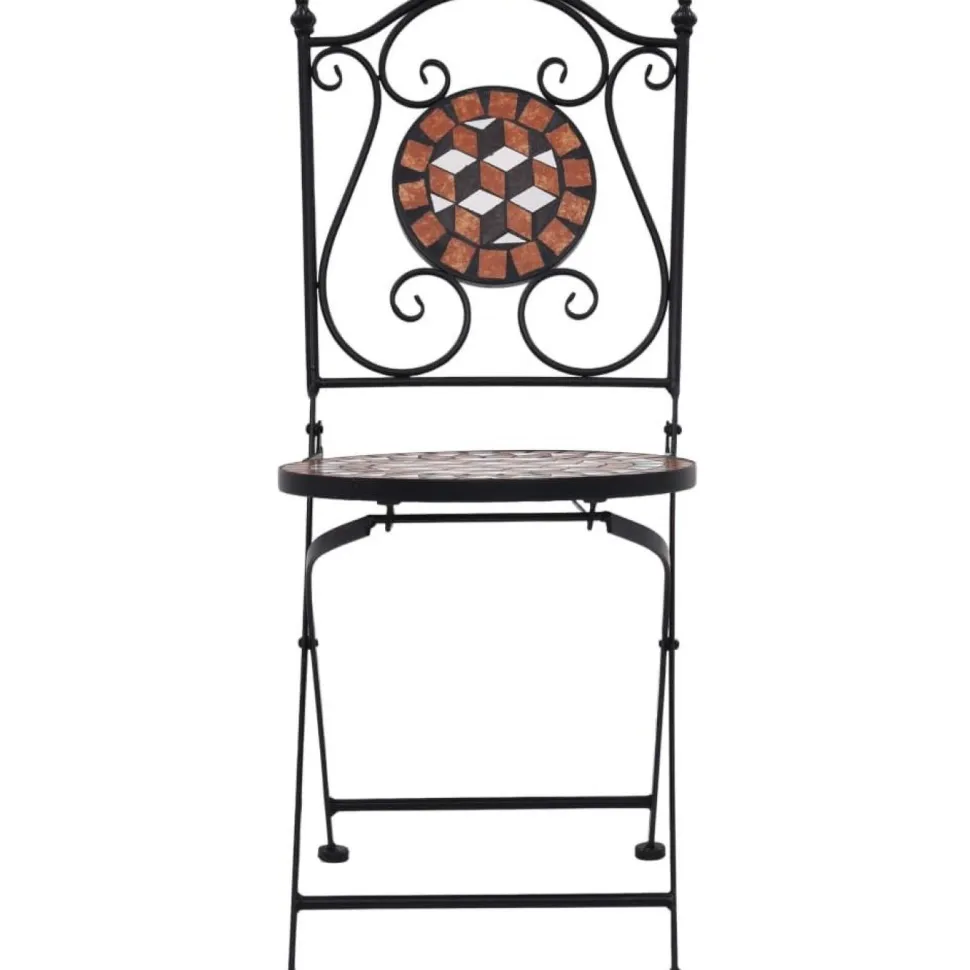 3-osainen mosaiikkibistrosarja 87x60x60 cm keraamiset laatat terrakotta