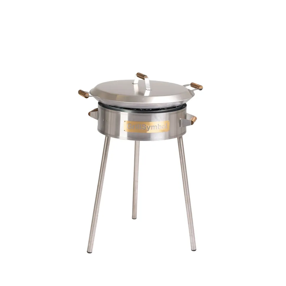 Paellasetti GrillSymbol PRO-580-INOX Ø58 cm D-400 kaasupoltin säädinletkusetti teräs